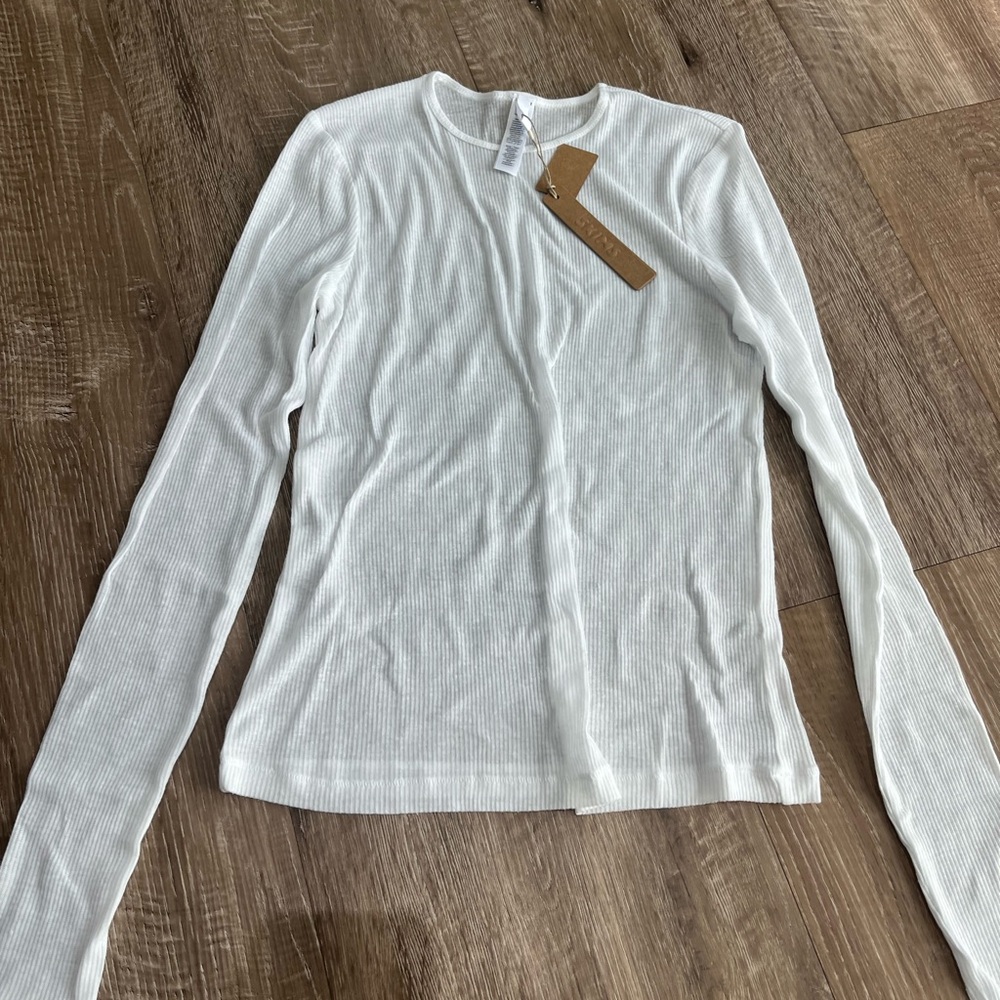 SKIMS NWT White Ribbed Long Sleeve Top